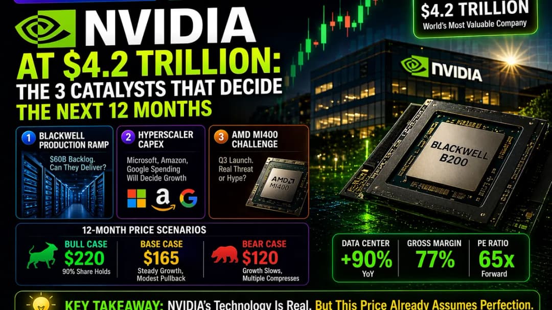 NVIDIA at $4.2 Trillion: The 3 Catalysts That Decide the Next 12 Months